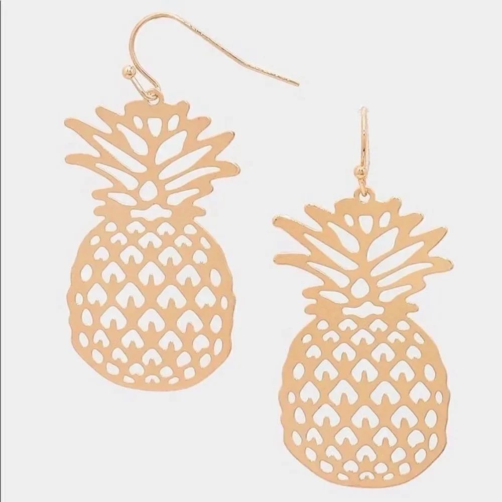 New Womens Girls Golden Pineapple Drop Earrings